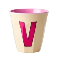 RICE DK – Tazza In Melamina Con Lettera V – 9x9 Cm – Colorata, Atossica E Versatile – Ideale Per La Casa E Il Picnic
