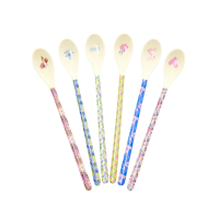 Long Handle Melamine Latte Spoons Flower Me Happy Print Rice DK