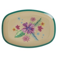 Arda Bloom Floral Print Melamine Rectangular Plate By Rice DK