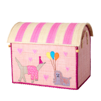 Pink Party Animal Medium Raffia Toy Storage Baskets Rice DK