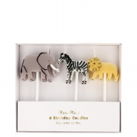 Set of 6 Jungle Animal Shaped Candles By Meri Meri