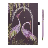 Plum Crane Print Notebook & Pen Set By Sara Miller London