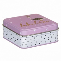 Fabulous You Ostrich Print Little Gesture Small Square Tin By Sara Miller