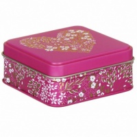Love Heart Print Little Gesture Small Square Tin By Sara Miller
