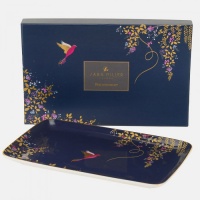 Navy Blue Hummingbird Print Trinket Tray By Sara Miller London