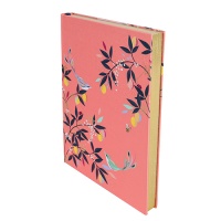 Coral Orchard Songbird Print A5 Journal By Sara Miller