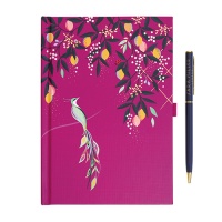 Pink Orchard Songbird Print Notebook & Pen Set By Sara Miller London