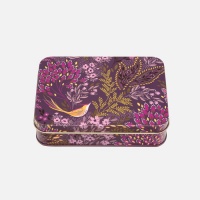 Plum Songbird Print Small Rectangular Tin Sara Miller