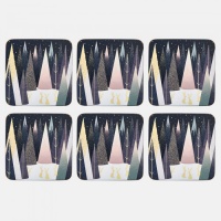 Coasters Set of 6 Frosted Pine Print By Sara Miller
