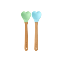 Heart Shaped Small Silicone Kitchen Spoon Set of 2 Rice DK