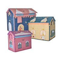 Set of 3 Princess Theme Raffia Toy Storage Baskets Rice DK