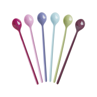 Set of 6 Long Handled Melamine Latte Spoons Viva La Vida Colours Rice DK