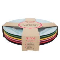 Set of 6 Melamine Side Plates Favourite Colours By Rice DK