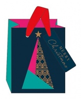 Geo Christmas Tree Print Small Gift Bag By The Art File