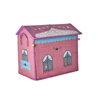 Pink Castle Theme Small Raffia Toy Storage Basket Rice DK