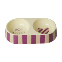 Striped Melamine Pet Food & Water Bowl By Rice