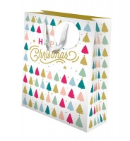 Colourful Christmas Tree Print Medium Gift Bag