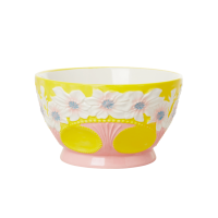 Ceramic Bowl with Embossed Yellow Flower Design Rice DK