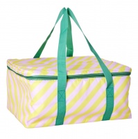 Yellow & Lavender Stripe Cooler Bag By Rice