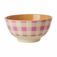 Pink Check Print Melamine Bowl By Rice